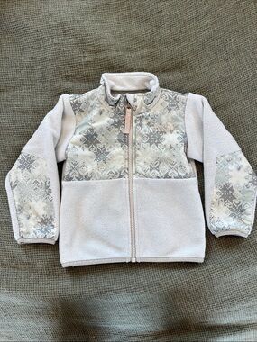 The North Face Light Gray Fleece Jacket with Snowflake Panels